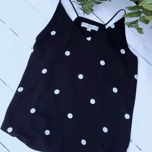 LOFT Black & White Polka Dot Strappy Cami